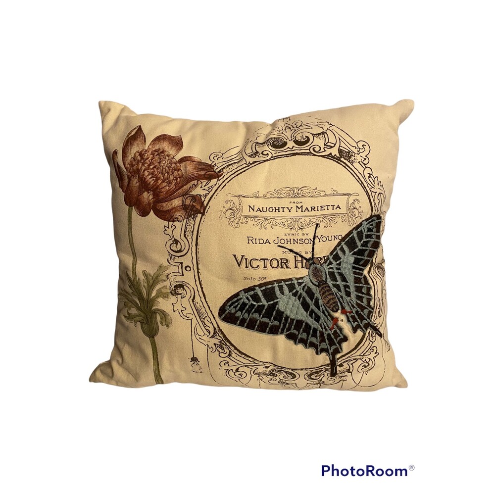 Embroidered Butterfly Pillow